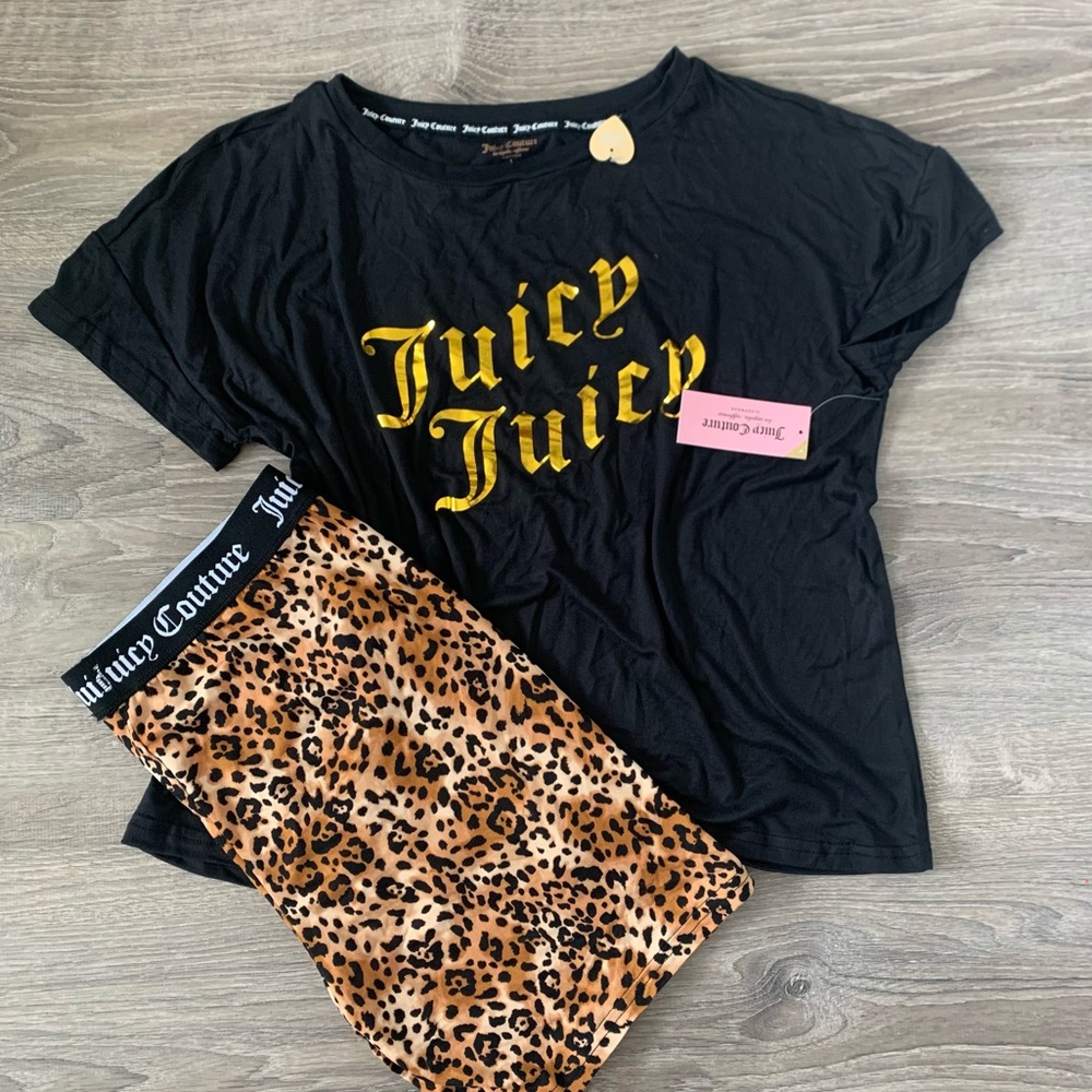 * NWT Juicy Couture Black & Leopard Print Pajama Set